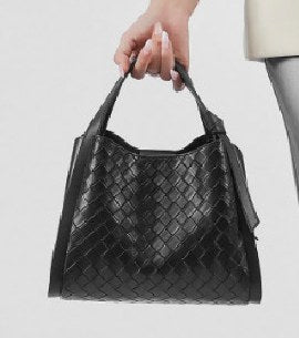 Cowhide Leather Tote Bag, Style 2817 in black, ivory