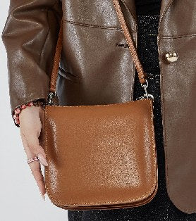 Cowhide Leather Crossbody Bag, Style 2855 in black, coffee, caramel