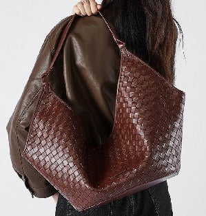 Cowhide Leather Shoulder Bag, Style 2858 in black, brown, grape purple