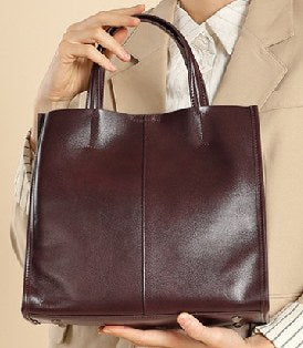Top-Grain Cowhide Tote Bag, Style 2860 in coffee, sunset yellow, black