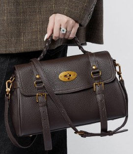 Top-Grain Cowhide Top-Handle Bag, Style 2866 in khaki, black, coffee