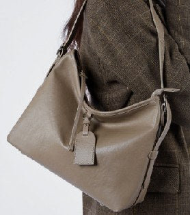 Top-Grain Cowhide Shoulder Bag, Style 2869 in black, grey, coffee