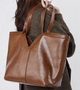 Top-Grain Cowhide Tote Bag, Style 2870 in black, brown