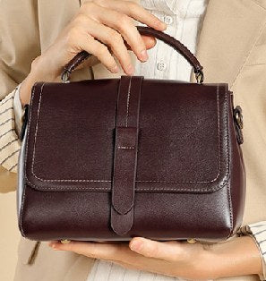 Top-Grain Cowhide Top-Handle Bag, Style 2879 in wine coffee