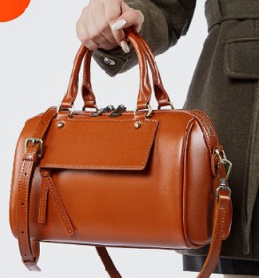 Top-Grain Cowhide Top-Handle Bag, Style 2881 in black, grey, wine brown