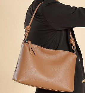 Top-Grain Cowhide Shoulder Bag, Style 2896 in khaki, black, caramel