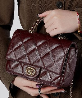 Cowhide Leather Top-Handle Bag, Style 2901 in black, burgundy