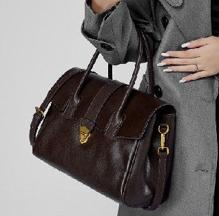 Top-Grain Cowhide Top-Handle Bag, Style 2910 in black, dark brown, light brown