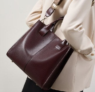 Top-Grain Cowhide Tote Bag, Style 2925 in black, coffee, brown