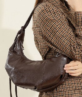 Top-Grain Cowhide Shoulder Bag, Style 2926 in black, coffee, burgundy