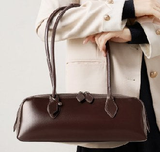 Cowhide Leather Shoulder Bag, Style 2928 in black, burgundy, coffee