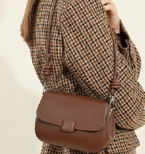 Cowhide Leather Shoulder Bag, Style 2935 in black, coffee