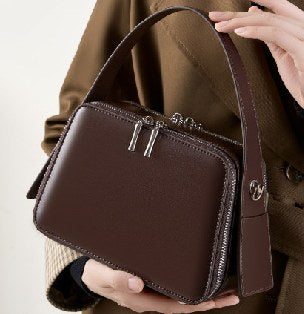 Cowhide Leather Shoulder Bag, Style 2950 in black, coffee, burgundy