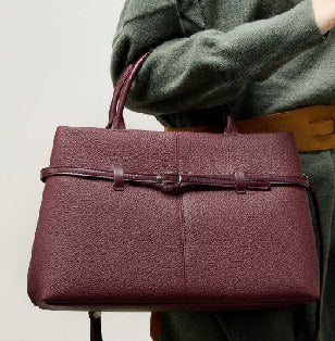 Top-Grain Cowhide Tote Bag, Style 2953 in black, elephant grey, burgundy