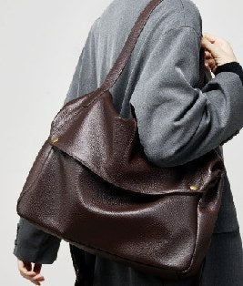 Top-Grain Cowhide Shoulder Bag, Style 2957 in black, coffee