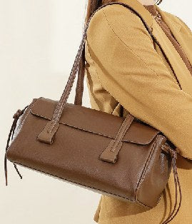 Top-Grain Cowhide Shoulder Bag, Style 2959 in coffee, brown, green