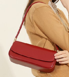 Cowhide Leather Shoulder Bag, Style 2978 in black, burgundy, caramel