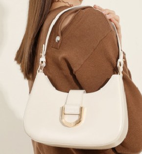 Cowhide Leather Shoulder Bag, Style 2980 in cream white, black, burgundy