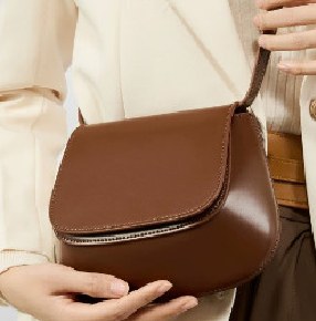 Cowhide Leather Shoulder Bag, Style 2997 in ivory, apricot, coffee