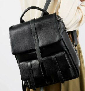 Top-Grain Cowhide Backpack, Style 3015 in black