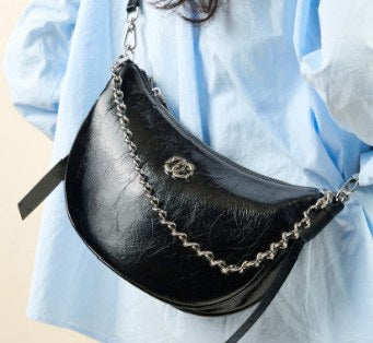Top-Grain Cowhide Crossbody Bag, Style 3039 in black