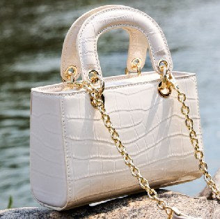Cowhide Leather Top-Handle Bag, Style 3051 in black, white