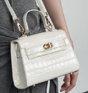 Cowhide Leather Top-Handle Bag, Style 3059 in white, black