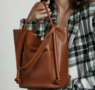 Cowhide Leather Tote Bag, Style 3070 in caramel, coffee, black