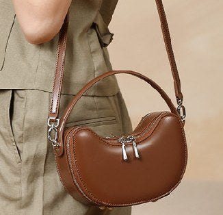 Cowhide Leather Crossbody Bag, Style 3073 in brown, black, ivory