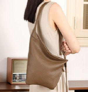 Top-Grain Cowhide Shoulder Bag, Style 3078 in grey, black