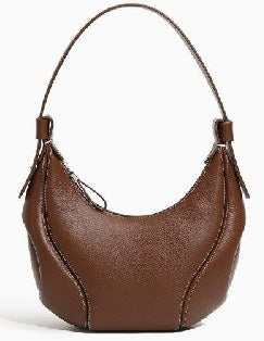 Top-Grain Cowhide Shoulder Bag, Style 3102 in coffee, black