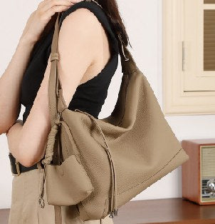 Top-Grain Cowhide Shoulder Bag, Style 3118 in grey, brown, black