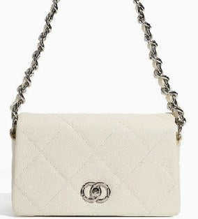Cowhide Leather Shoulder Bag, Style 3136 in ivory