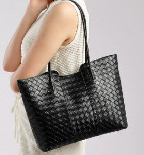 Cowhide Leather Tote Bag, Style 3152 in black, cream apricot, ivory