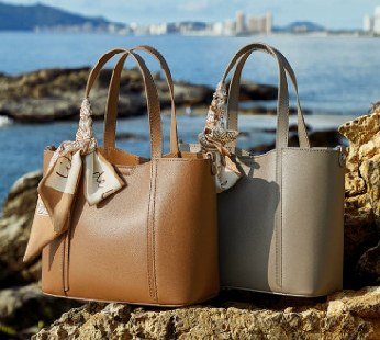 Top-Grain Cowhide Tote Bag, Style 3170 in black, brown, dark grey