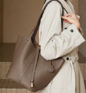 Top-Grain Cowhide Tote Bag, Style 3187 in black, coffee, brown