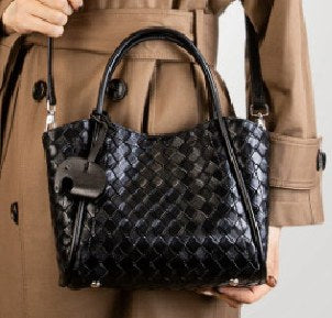 Cowhide Leather Tote Bag, Style 3191 in black, ivory, coffee