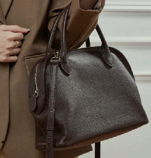 Top-Grain Cowhide Top-Handle Bag, Style 3195 in black, coffee, light grey