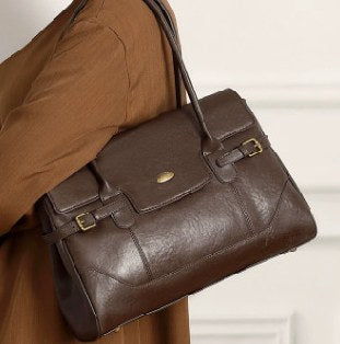 Top-Grain Cowhide Top-Handle Bag, Style 3207 in black, brown, grey
