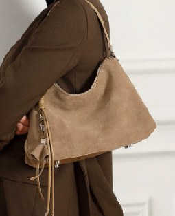 Cowhide Leather Shoulder Bag, Style 3210 in brown, grey, wine purple