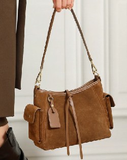 Cowhide Leather Shoulder Bag, Style 3211 in black, coffee, brown