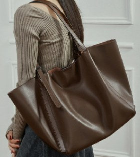 Cowhide Leather Tote Bag, Style 3219 in black, coffee, brown