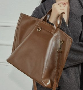 Top-Grain Cowhide Tote Bag, Style 3231 in black, khaki