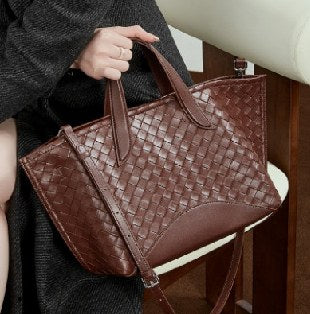 Cowhide Leather Tote Bag, Style 3235 in black, grape purple