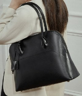 Top-Grain Cowhide Top-Handle Bag, Style 3251 in black, wine purple