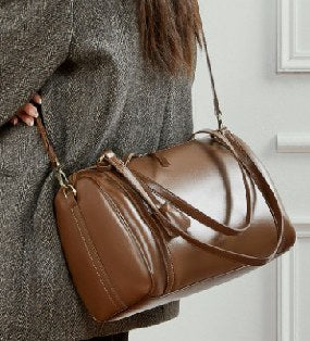 Top-Grain Cowhide Shoulder Bag, Style 3258 in elephant grey, black, green