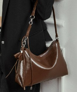Cowhide Leather Shoulder Bag, Style 3260 in black, wine coffee, wine brown