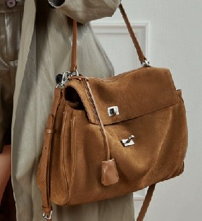 Suede Top-Handle Bag, Style 3262 in coffee, camel