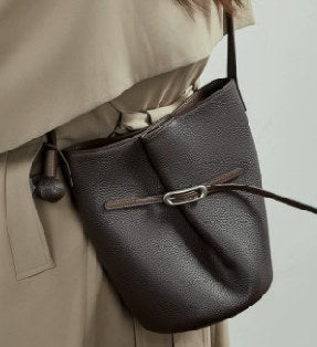 Top-Grain Cowhide Bucket Bag, Style 3265 in black, coffee