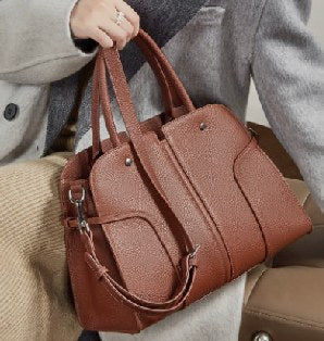 Top-Grain Cowhide Top-Handle Bag, Style 3277 in black, caramel